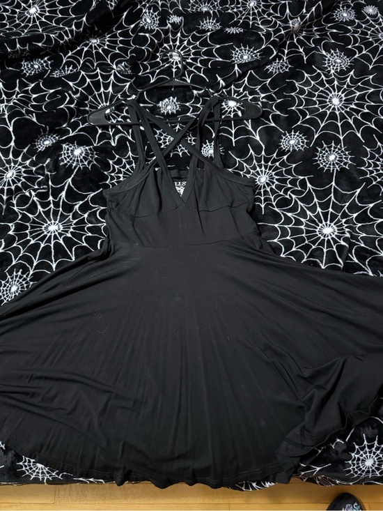 Killstar Dresses & Skirts - Killstar Black Crisscross Strap Mini Skater Dress